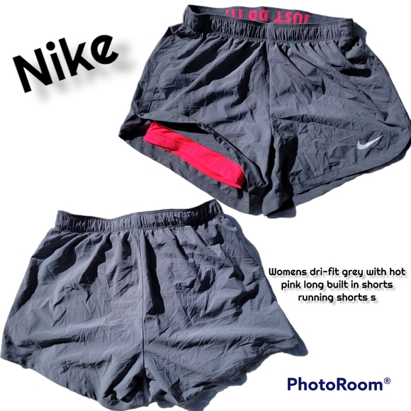 Womens dri-fit grey with hot pink built in shorts running shorts s